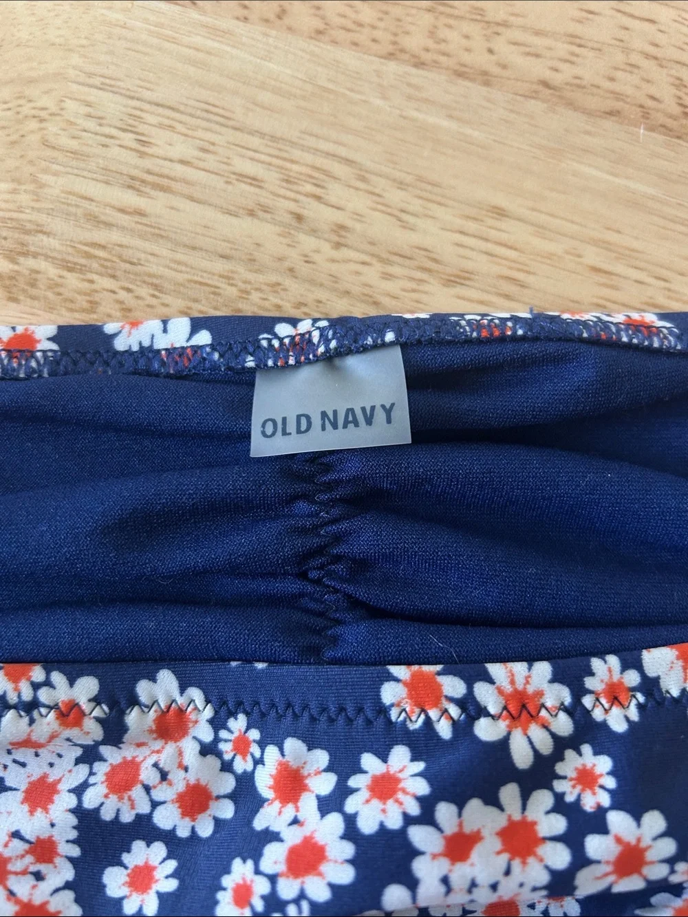 Old Navy Navy Floral Daisy Bikini Bottoms with Orange Accents
